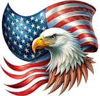 Illustration of an American bald eagle with the United States flag